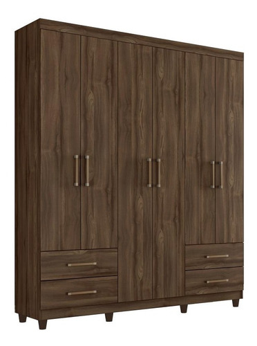 Imagem 1 de 4 de Guarda Roupa 6 Portas 4 Gavetas Canadá - Café