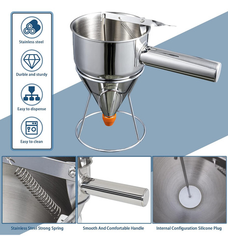 Dispensador De Masa Para Panqueques Mylifeunit, Acero Inoxid