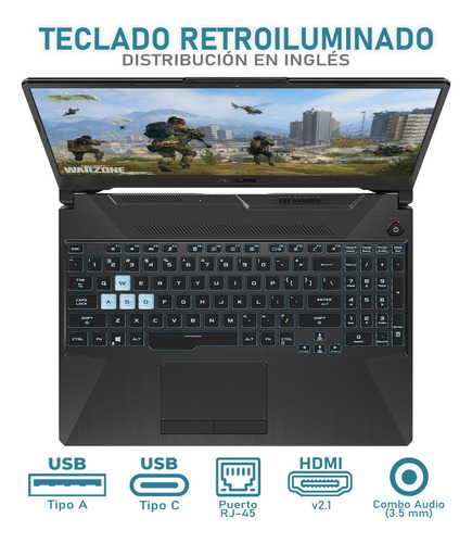 Laptop Gamer Asus Tuf Gaming A15 Nvidia Geforce Rtx 2050 Amd Ryzen 7 16gb Ram 512gb Ssd Windows 11 Home Mouse Gamer Logitech G502