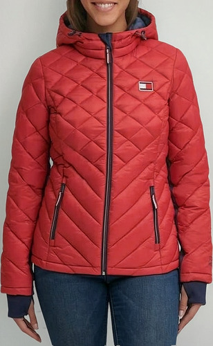 Jaqueta Acolchoada C Capuz Original Tommy Hilfiger Vermelha