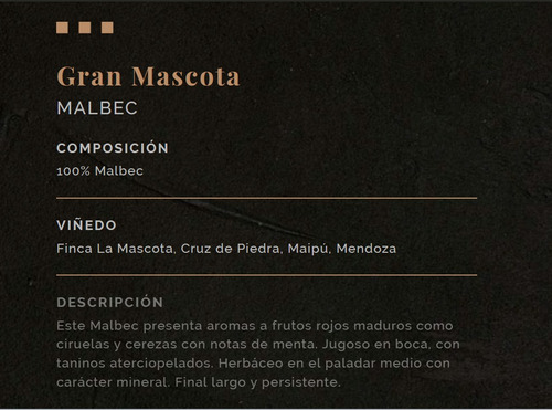 Vino Gran Mascota Malbec X 750 Cc