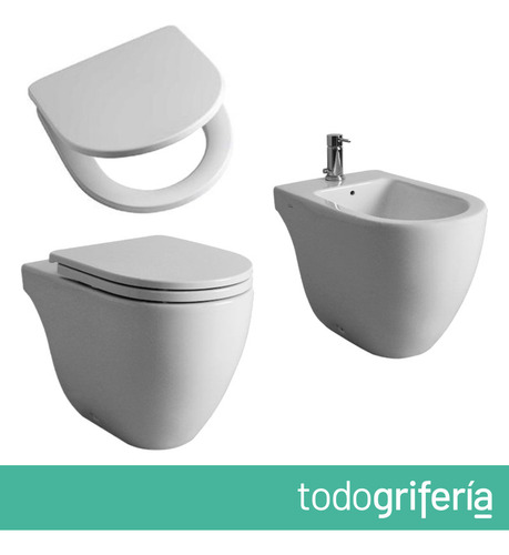 Juego Baño Ferrum Fontana Corto Tapa Inodoro Cierre Suave Uf