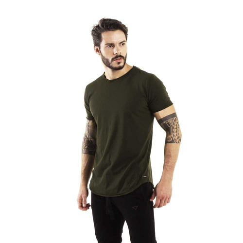 Camiseta Longline Curve Verde Militar
