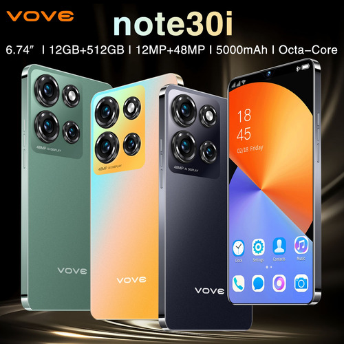 Vove 2025 Dual Sim Note 30i 512gb+12gb Genérica Más Vendido Teléfono Soporta 5g Android 13 Pantalla Hd De 6,78 In
