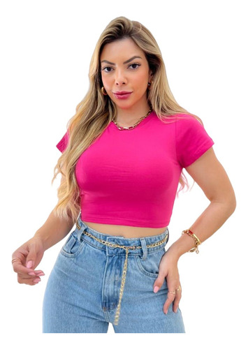 Camiseta Feminina Curta Cropped Feminino Soltinho Gola Top