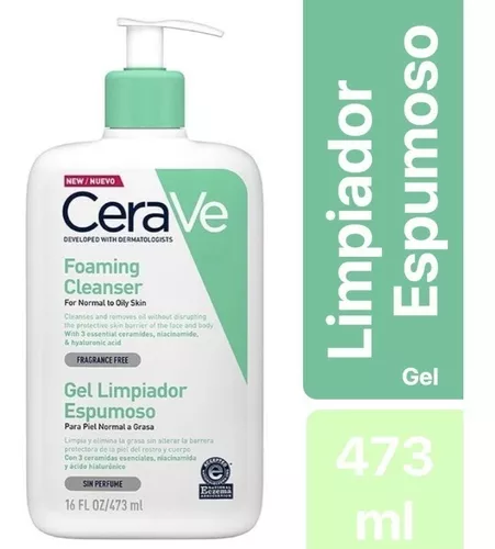 Cerave Gel Limpiador Espumoso Piel Normal Grasa - 473 Ml : :  Belleza