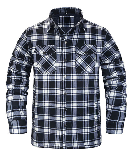 Chamarra A Cuadros Con Forro Polar Para Hombre