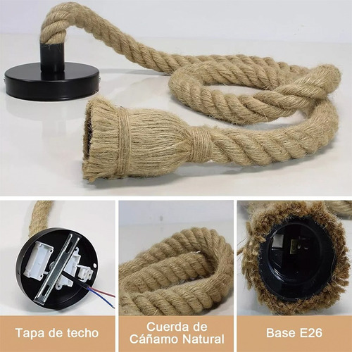 5pzs Socket Foco Cuerda De Yute,focos Vintage Colgantes 1m