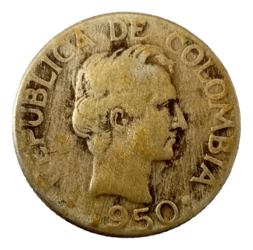 Moneda Colombia 10 Centavos 1950 Plata 0.500 (p86 (Usado)