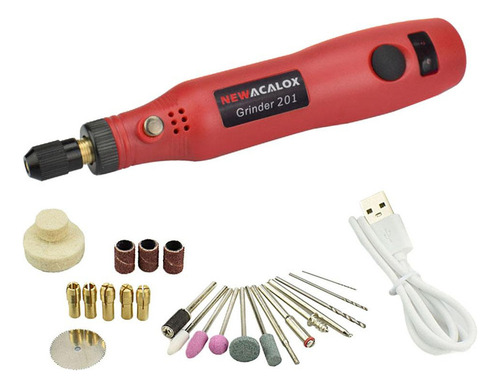 Mini Amoladora Eléctrica Usb Roja