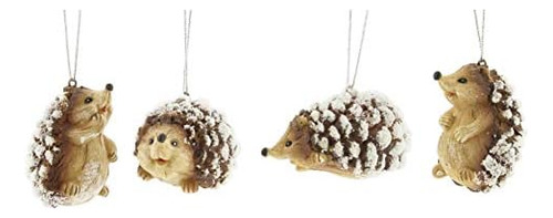 Wintry Resin Hedgehog Ornament Figurines - Set Of 4 Ass...