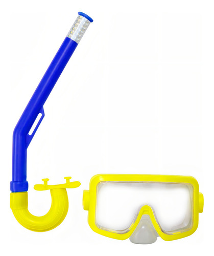 Set De Snorkel Kit Buceo Y Mascara Ajustable Infantil Pileta Color Amarillo