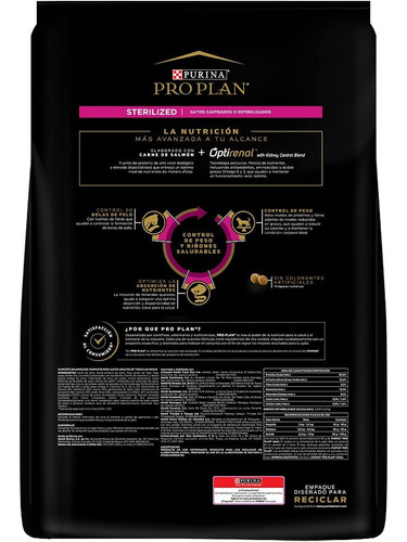 Imagen 2 de 2 de Alimento Pro Plan Optirenal Sterilized Gato Adulto 7.5kg
