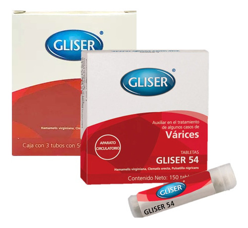  Gliser 54 Auxiliar Tratamiento Varices (2pzas) 150 Tab C/u Tipo De Envase Caja Con 3 Frascos