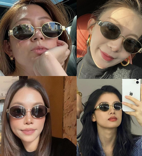 Óculos De Sol Ovais Retrô Da Moda Baodaren Para Mulheres E H