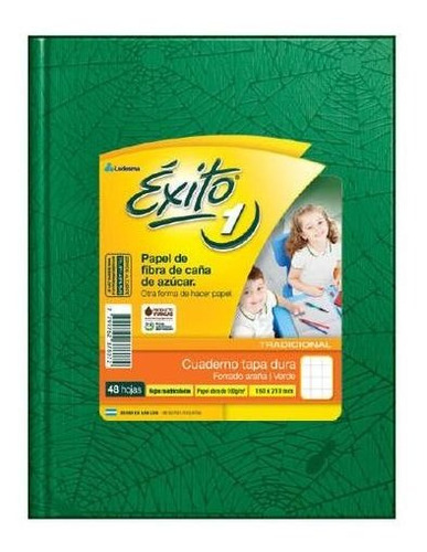 Cuaderno Éxito E1 Tapa Dura 48 Hojas Cuadriculado Verde