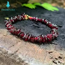 Pulsera De Granate Natural Para Mujer, Joyería Irregular De