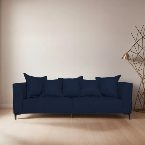 Sofá Cordelia 3 Cuerpos Chenille Tipo Lino Azul