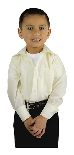 Camisa Vestir Infantil Juvenil Escolar Beige O Hueso 2 A 16