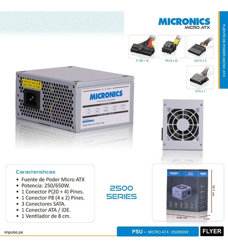 Fuente De Poder Atx 250w/600 Micronics