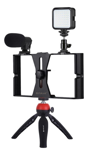 Kit De Micrófono De Vídeo For Smartphone Con Luz Led,