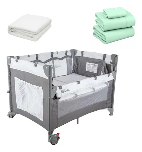 Cuna Colchon Playard Always Proyector Más Sabana Menta Oasis