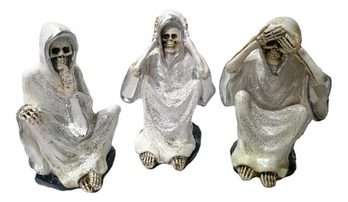 Santa Muerte (sorda Ciega Y Muda) Blanca 16 Cm De Altura