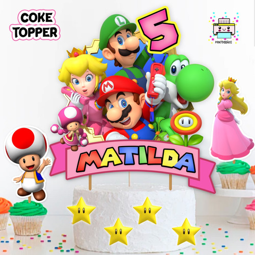 Cake Topper Kit Imprimible Adorno Torta Mario Bros Niña