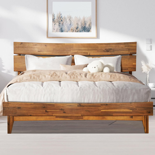 Acacia Aurora - Cama De Plataforma De Madera De 14 Pulgadas,