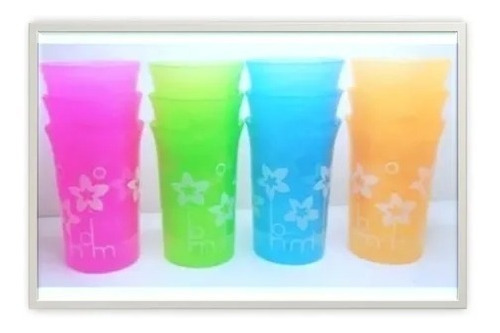 Set 12 Vasos Plásticos Resistentes Reutilizables Colores