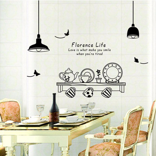 Vinilo Sticker Decor Mural Pared - Cocina Vajilla Plato Rest