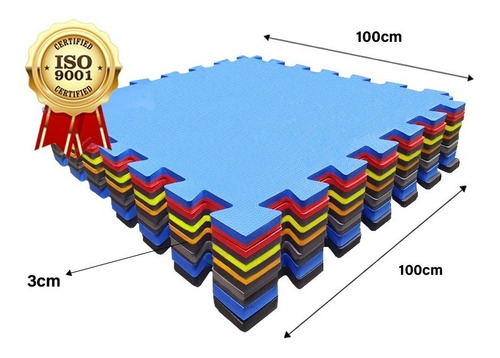 Kit 10 Tatame Tapete Eva 100x100x3cm 1x1 Metro 30mm