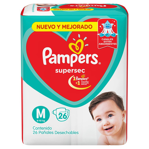 Imagen 2 de 3 de Pañales Pampers Supersec M 26 u