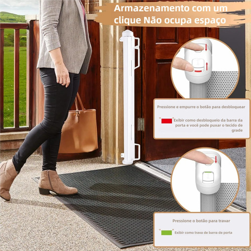 Portão Bebê Retrátil 140 X 86cm Branco Furação / Adesivo