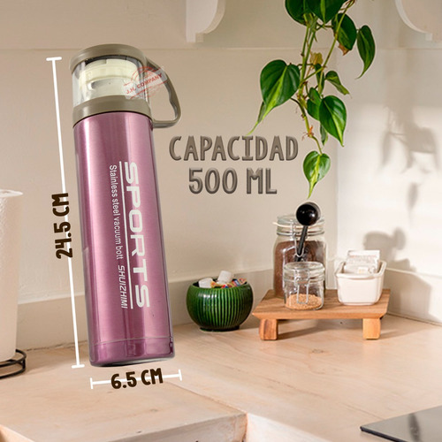Imagen 2 de 8 de Termo De Acero Inoxidable Brillo Fashion Antiderrame 500 Ml