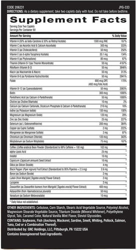 Multivitamínico Energía Y Metabolismo Gnc 180 Comprimidos
