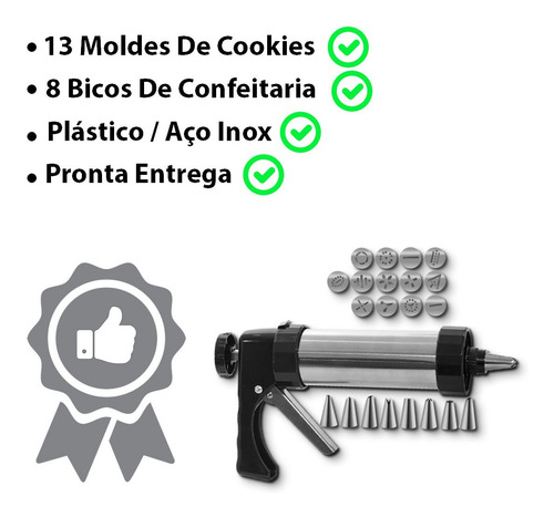 Imagem 4 de 7 de Confeitario Pistola Decorador Bolo Cupcake 8 Bicos 13 Moldes