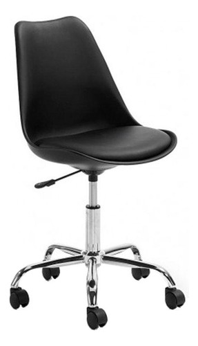 Silla Oficina Homeoffice Plástico Cromada Ruedas - Tulip X2 Color Negro