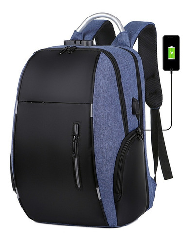 Mochila Executiva Unissex Para Notebooks Até 15,6 Polegadas Cor Azul E Preto