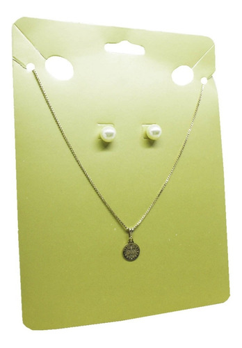 Cartela Para Brinco Colar Dourada Conjunto 19 X 14 Cm