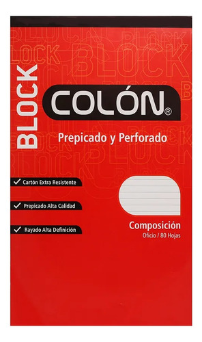 Block Prepicado Perforado Oficio 80 Hojas Composición Colon