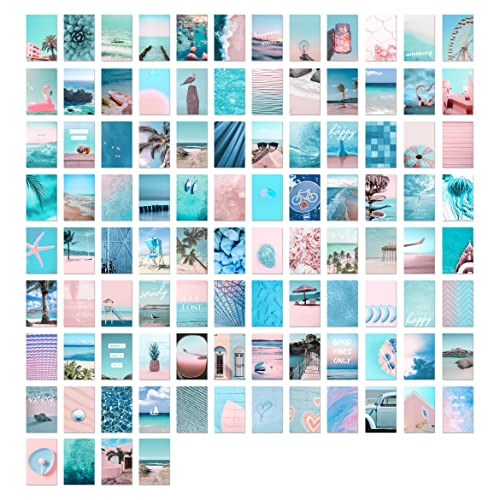 Wall Collage Kit Blue And Aesthetic Pictures Set Of 100...