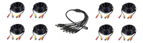 Kit 8 Cables 18m Bnc Video Alimen+ Splitter 1x8 Pulpito Cctv