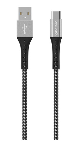 Cabo Usb-a Para Usb-c 1,2m Nylon Trançado Preto Geonav