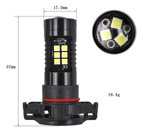 2 Unidades De Luces Led De 12 V H16 3030, Color Blanco, 6500
