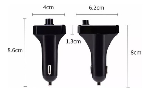 Imagen 5 de 7 de Manos Libres Bluetooth Y Transmisor Radio Fm 2 Puertos Carga Rapida Usb 3.1a Entrada Para Memoria Sd Para Auto