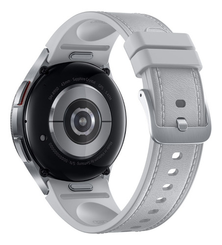 Samsung Watch 6 Sport 43mm, Caja Blanco, Correa Plateada Fluoroelastómero, Resistente Al Agua 50m