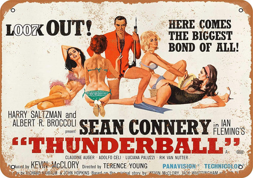 Treasun 1965 James Bond Thunderball - Cartel De Metal Retro 
