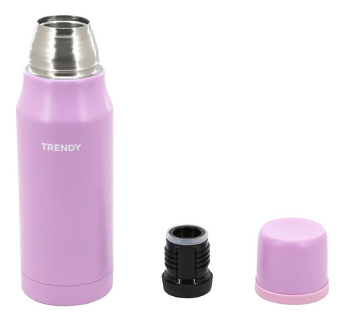 Termo Trendy Acero Inoxidable Doble Capa Con Tapa Y Pico Rosa