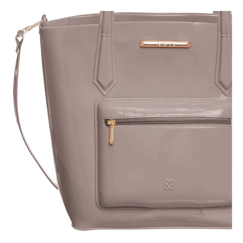 Imagem 4 de 4 de Bolsa Social Grande Beverly Petite Jolie Pj10425 Taupe Cinza